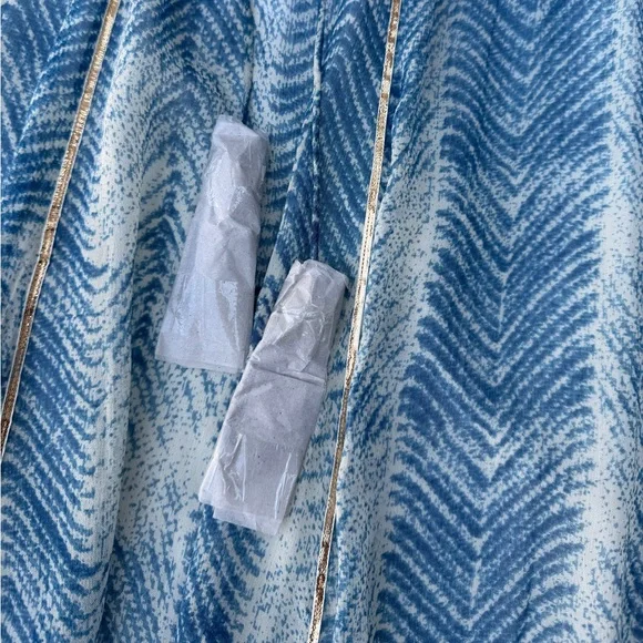 Soft Surroundings Size L (14/16) Rhoda Blue Chevron Embroidered Boho Maxi Skirt - Picture 6 of 13